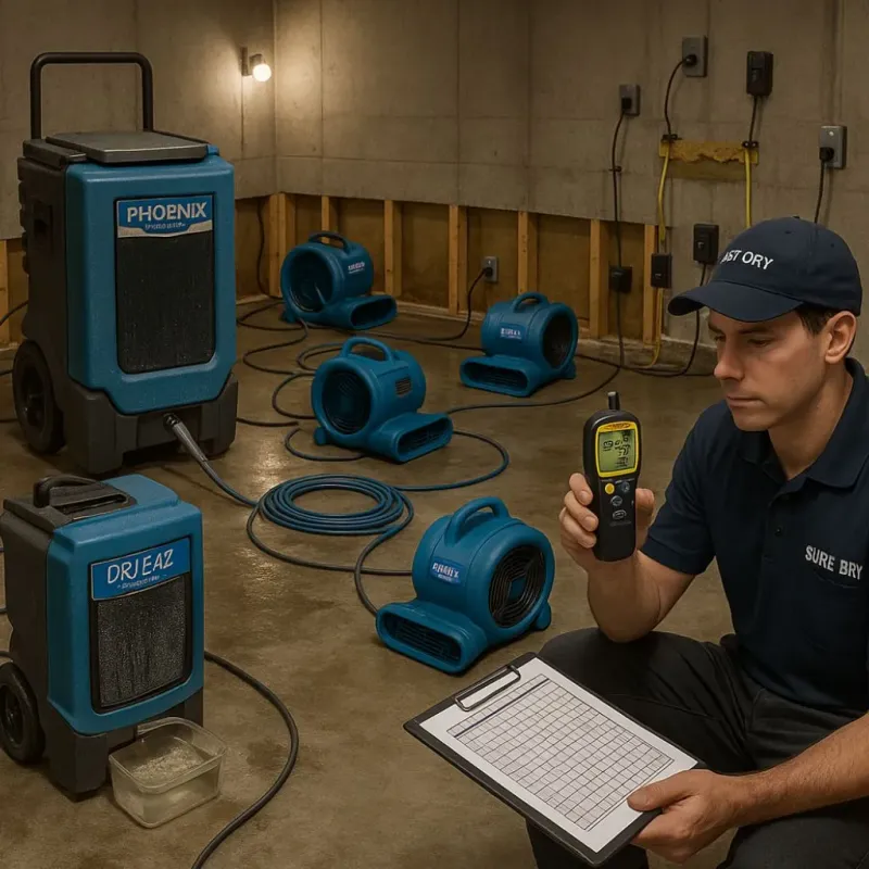 Structural Drying and Dehumidification process in West Mifflin, PA
